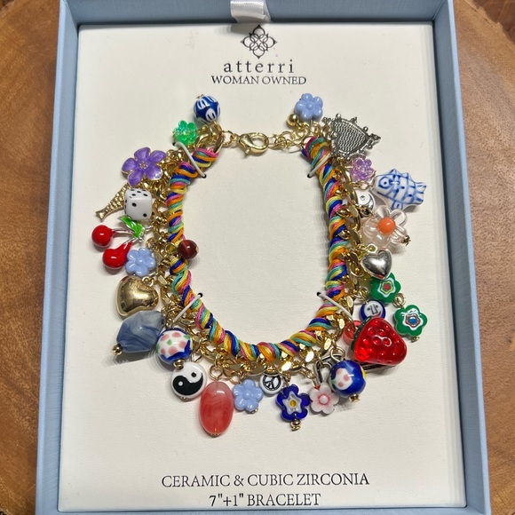 Atterri Jewelry - 🌈 NEW Atterri Multicolor Charm Bracelet with Ceramic & Cubic Zirconia 🌈